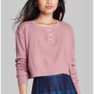 Wild Fable Cropped Long Sleeve Henley